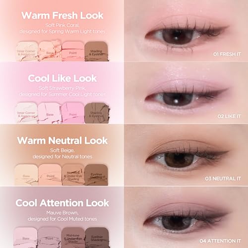 lilybyred Mood It Palette | 4-Shade Korean Eyeshadow Palette, Pre-Matched Personal Tone, Soft Blending, Buildable Coverage, Matte & Shimmer Finish, Daily Wear, Compact Size, 0.11 oz. (02 Like It)