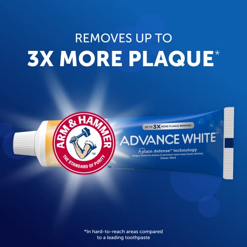 ARM & HAMMER Toothpaste Plus TheraBreath Breath Fresheners, Invigorating ICY Mint Flavor & Advance White Toothpaste, Clean Mint Flavor, Stain Defense Technology, 6.0oz (4-Pack)