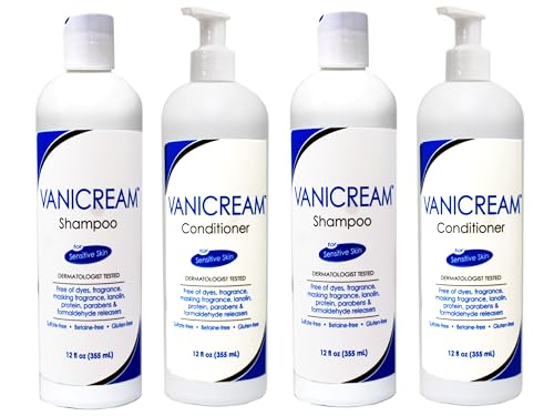 Vanicream Shampoo and Conditioner Set For Sensitive Skin - Dermatologist Tested - Set of 4 (2 Each) (12 Oz)