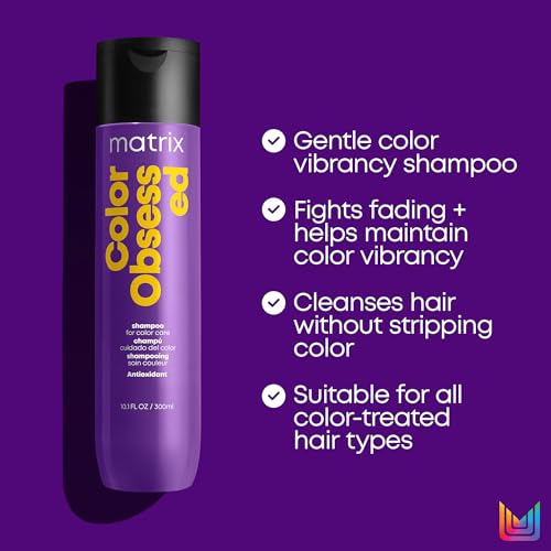 Matrix Color Obsessed Antioxidant Shampoo For Color Treated Hair - Enhances Hair Color, Protects Color Vibrancy and Prevents Fading, Cruelty Free & Vegan