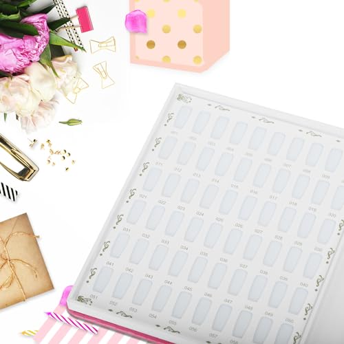 120 Colors Nail Swatches Book with 240 Nail Tips and Number Labels Leather Nail Gel Polish Display Book Nail Painting Practice Design Board No Need Pasting, No Need Glue