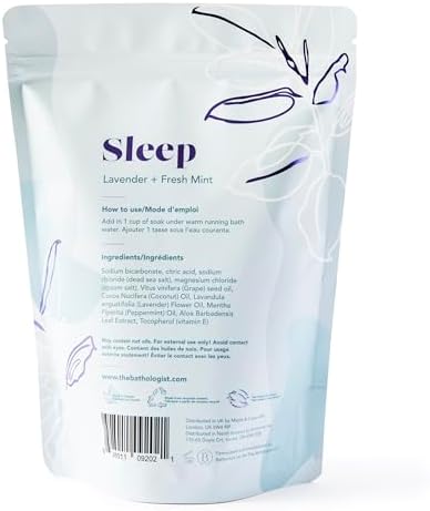 The Bathologist Sleep Fizzy, Lavender & Fresh Mint Bath Soak, Made with Magnesium Sulfate, Dead Sea Salt & Aloe Botanicals, for Restful Sleep and Stress Relief, Approximately 5 Baths, 32 oz