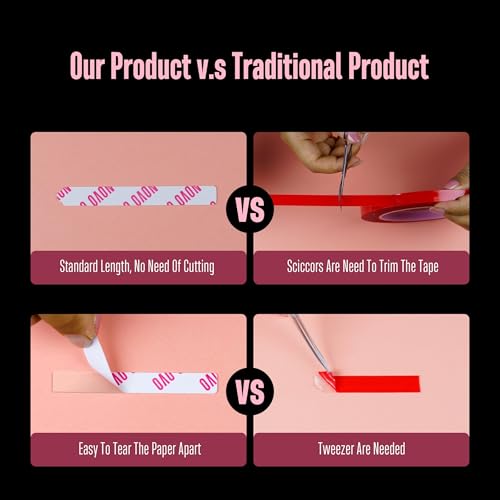 360 pcs EASY TEAR Adhesive Tabs for Press on Nails Display, Clear Removable Double Sided Gel Glue Mounting Sticky Tape for Nail Art/Packaging/Storage/Practice/Supplies 30 pc x 12 sheets