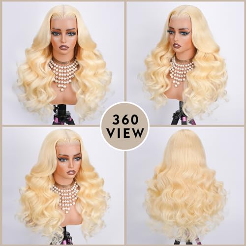 30 Inch 613 13x6 Lace Front Wig Human Hair 200 Density Blonde Wig Human Hair Body Wave Lace Front Wigs Human Hair Pre Plucked 613 HD Lace Frontal Wig 13x6 Wigs For Women