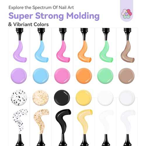 SAVILAND SSPro X 3D Nail Gel Set: 12 Colors Super Strong Molding No Wipe 3D Sculpting Gel for Nail Art Design Carving Painting 3D Nail Art Sculpture Spring Summer Manicure Set for Home Nail Salons DIY