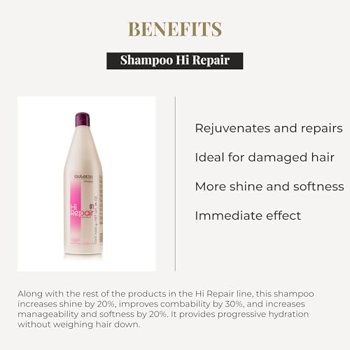 SALERM - Repairing Shampoo - Hi Repair Shampoo - 1000 ml - Deep Hydration for Damaged Hair - Repairs and Rejuvenates - Shinier and Softer Hair - Immediate Effect