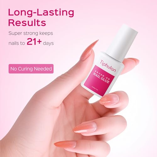 42ml Brush On Nail Glue for Press On, Acrylic Nails - Super Strong, Durable & Long-Lasting, Mess Free, Travel Friendly, 1.38 oz(6PCS)