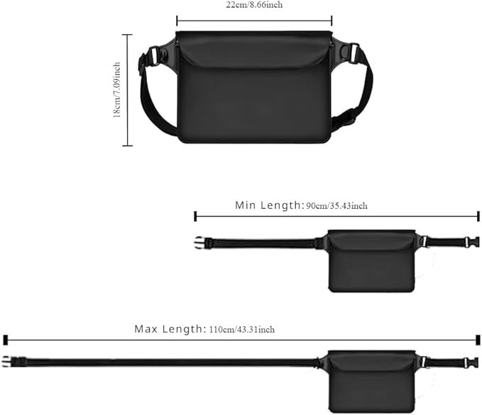 3-Pack Waterproof Bag with Adjustable Waistband and Touch Sensitive Screen, Keeping Your Phone and Valuables Dry, Perfect for Drifting, Swimming, Kayaking, Rowing, Fishing… (Black+White+Bule)