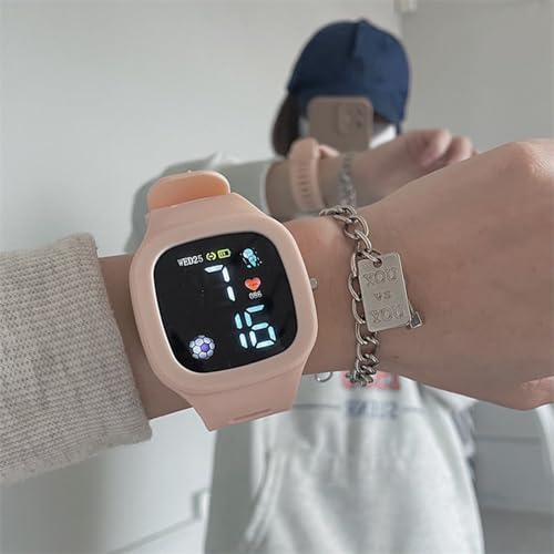 Ynnhik Children Digital Timepiece - Rectangular Glow Watch, Multicolor Electronic Face, Soft Rubber Strap | Bright Illuminated Feature, Fun Training Gadget Gift Idea Perfect Boys Ages Three Ten