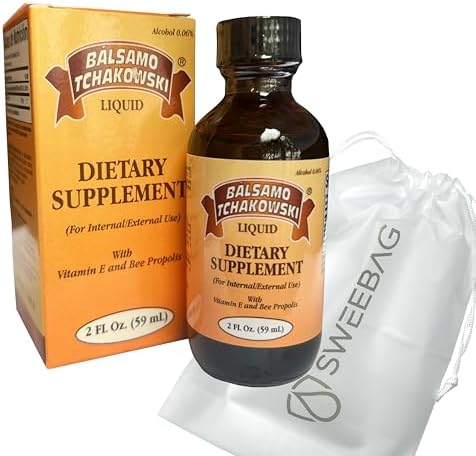 Balsamo Tchakowski Liquid 2 Fl oz - with Vitamin E and Bee Propolis - Digestive Support Bálsamo de Chostakovsky Original Plus Bag Strong and Waterproof, Clear