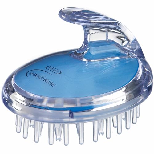 Kent SH1 BLU Scalp Scrubber Hair Brush and Scalp Exfoliator Brush for Distributing Shampoo and Conditioner, Shower Scalp Massage Tool and Hair Growth Brush Shower Brush with 42 Soft Rubber Bristles