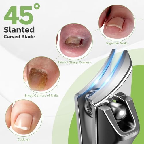 2025 Toenail Clippers for Seniors Thick Toenails, Angled Head Large Toe Nail Clippers for Thick Nails for Men, Heavy Duty Ingrown Toenail Clippers with Wide Jaw, Slanted Nail clippers with Long Handle
