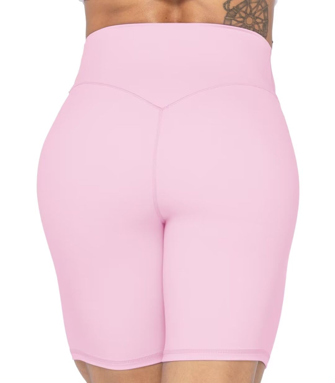 Sunzel No Front Seam High Waist Biker Shorts for Women, Squat Proof Yoga Workout Gym Bike Shorts 8" Milkshake Pink Small