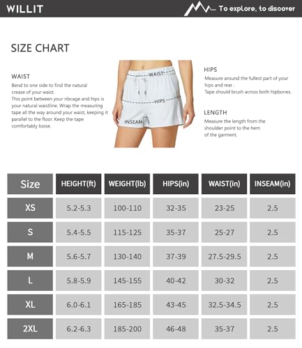 Willit Women's Shorts Hiking athletic Shorts Yoga Lounge Active Workout Running Shorts Comfy Casual with Pockets Graphite Blue S