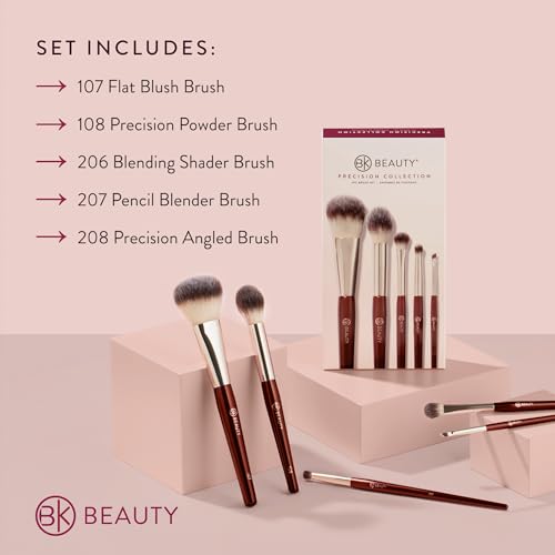BK BEAUTY - PRECISION BRUSH COLLECTION (5PC) - Professional Makeup Brush Set for Bronzer, Blush, Contour, Powder & Eye Makeup | Premium Face Brushes for Flawless Application