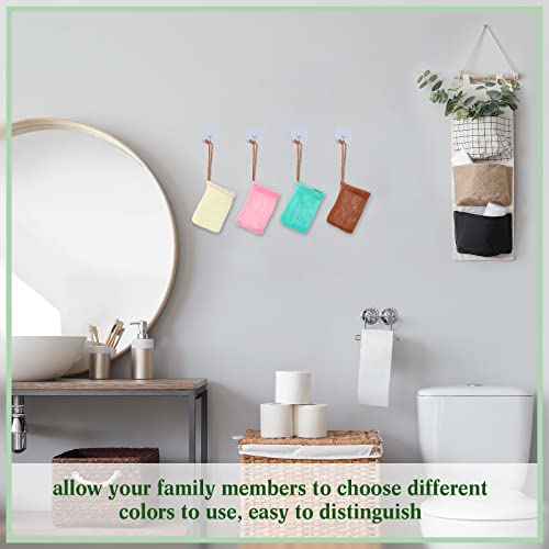 8 Pieces Bar Soap Pouch Mesh Soap Pouch Holder Exfoliating Net Loofah Bags for Shower Mesh Bubble Foam Net Bath Pocket for Women Men Girls (Lake Green, Pink, Beige, Brown)