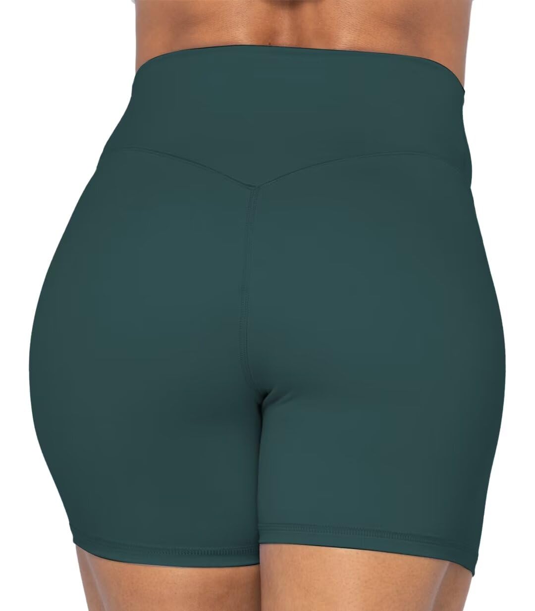 Sunzel No Front Seam High Waist Biker Shorts for Women, Squat Proof Yoga Workout Gym Bike Shorts 5" Inseam Jasper Green X-Small