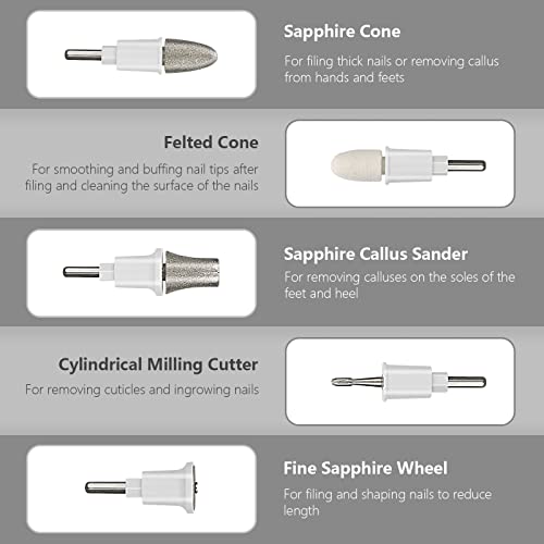 Professional Manicure Pedicure Set - Cordless Electric Foot Nail Care Trimmer Buffer Tools - 5 Speeds, Rechargeable, Thick Nails (Red)