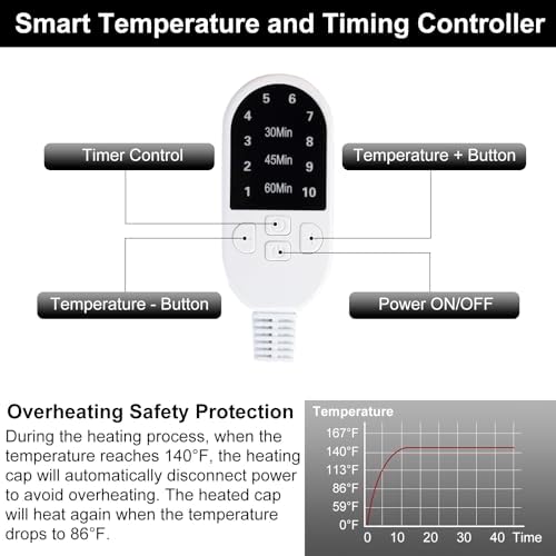 Heat Cap for Deep Conditioning Home Use Hair Steamer for Black Hair SPA Heat Cap for Deep Conditioning 10-Level Quick Heating Hair Steamer for Natural Hair Heating Cap with Timer (Black)