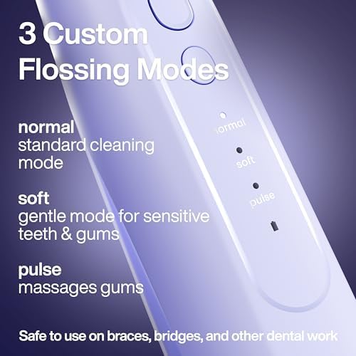 AquaSonic Icon Water Flosser for Teeth – Cordless Rechargeable Oral Irrigator – Waterproof, Portable Dental Cleaning with Jet Tip – Braces Home Travel - Lilac