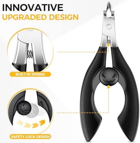 Ingrown Toenail Clippers for Seniors Thick Toenails, Straight Nail Clipper for Men, Heavy Duty Toe Nail Clippers for Thick Nails with Wide Jaw Opening, Professional Ingrown Toenail Removal Kit