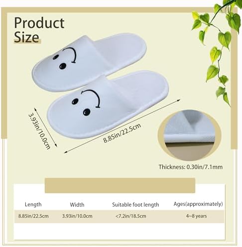 6 Pairs of Spa Slippers for Kids Hotel Slippers Disposable Outdoor Travel House Boys Girls Slippers Non-slip Soles for Children 4-10 Years Old
