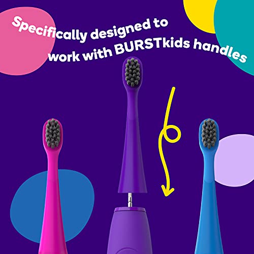 BURST Genuine Replacement Heads for Kids Electric Toothbrush (Pink/3 Pack) | Perfect Fit | Ultra Soft Bristles | 9 Months of Supply