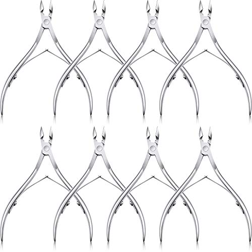 8 Pieces Cuticle Trimmer Stainless Steel Cuticle Nippers Pointed Blade Dead Skin Cutter Clipper Remover Scissors Manicure Tools for Fingernails and Toenails(Silver)