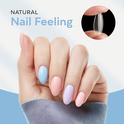 SUNUV Short Almond Nail Tips 600 PCS Pre-shaped Full Cover Fake Nails Acrylic Press On Nails for Salon and DIY at Home