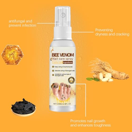 Bee Venom Nail Care Spray, Bee Venom Nail Soothing Spray, Toe Nail Treatments for Damaged Nails, Nail care, Safely and Gently