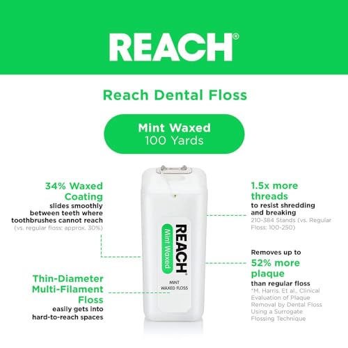 Reach Mint Waxed Floss, 200 Yd (Pack of 3)