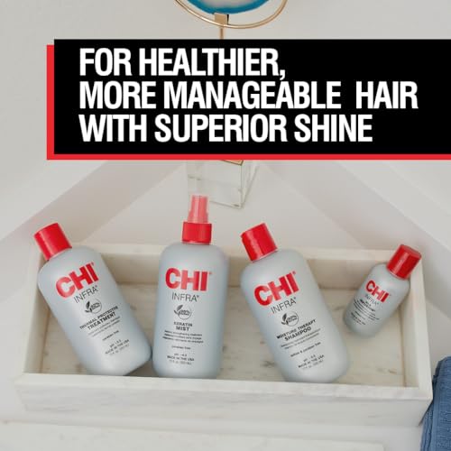 CHI Home Stylist Kit, 12 Oz Infra Shampoo, 12 Oz Treatment, 12 Oz Keratin Mist & 2 Oz Silk Infusion, Sulfate, Paraben, & Cruelty-Free, 4 Products