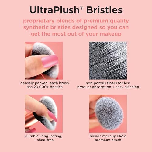 Real Techniques Cherry On Top MesmerEYES Brush Trio, Limited Edition Makeup Brush Set, Synthetic Bristles, Eyeshadow Blending Brushes, Vegan & Cruelty-Free, For Powder & Cream Shadow, 3 Piece Set
