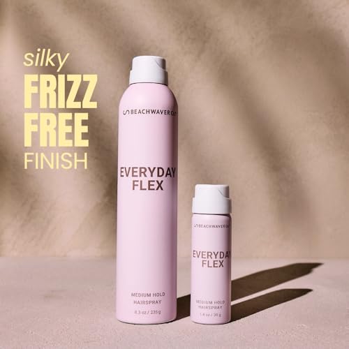 Beachwaver Everyday Flex Medium-Hold Hairspray - Full Size (8.4 Oz) | NEW! Flexible, Long-Lasting, Medium Hold - Reduces Frizz & Adds Shine | Brazilian Berry Fragrance