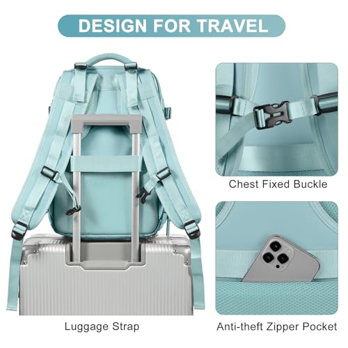 coofay Travel Backpack Carry On Flight Approved Personal Item Travel Bag Carry On Backpack For Airplanes Personal Item Bag 18x14x8 Inches Backpack for Traveling on Airplane Blue
