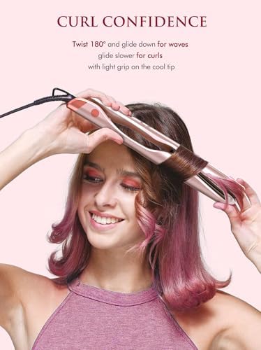 LANDOT 2-in-1 Flat Iron Curling Iron: Twist Ceramic Hair Straightener and Curler for Curl Wave Straighten - 30s Heat-Up 12 Temp Settings for All Hair Types - Less Frizz & More Shine