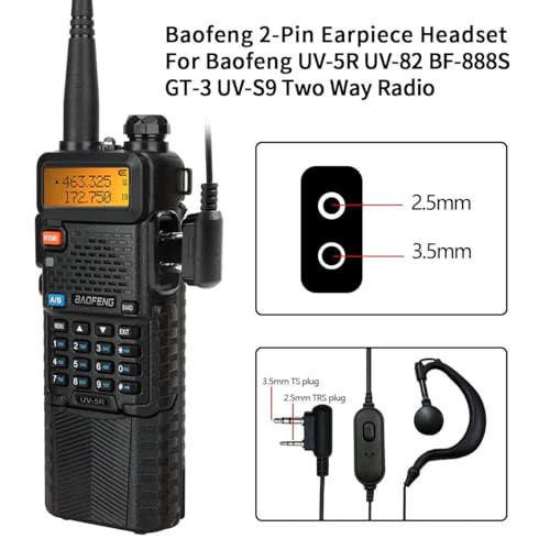 Baofeng UV-5R Ham Radio Long Range UV5R Handheld Dual Band 3800mAh High Power Two Way Radio Rechargeable Walkie Talkies for Adults with Earpiece,USB Charging Cable and Programming Cable Full Kit,2Pack