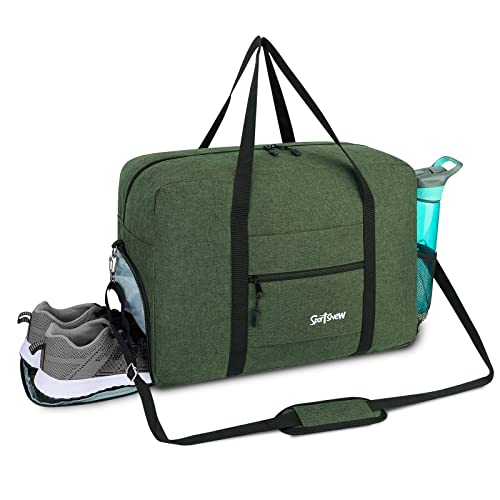 Sports Gym Bag with Wet Pocket & Shoes Compartment, Travel Duffel Bag for Men and Women Lightweight, Army Green
