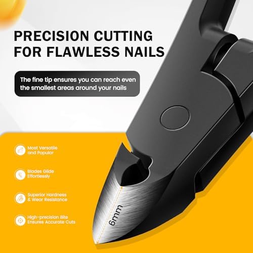 BEZOX Cuticle Cutters for Nails - Precision Half Jaw Cuticle Clippers, Stainless Steel Cuticle Trimmer for Manicure and Pedicure, Professional Cuticle Remover Tool - Black