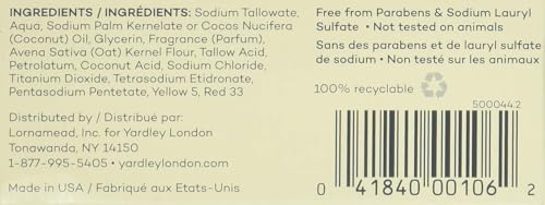 Yardley Oatmeal and Almond Bar Soap, Oatmeal & Almond, 4 Ounce (Pack of 4)