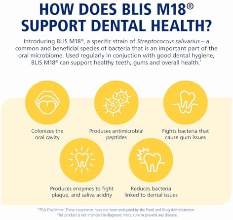 BLIS Teeth & Gums Oral Probiotics for Mouth M18 Formula Available, 2.5 Billion Cfu - Mouth Probiotic for Tooth and Gum Health, Adults and Kids - Sugar-Free Lozenges, 30 Day Supply
