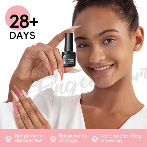 Peacecolor 39pc Gel Nail Polish Kit with U V Light, Pink Brown Nude Dark Red 22 Colors Pastel Gel Polish Kit with Base Top Coat Matte Glossy French Nail Art for Beginners Manicure DIY