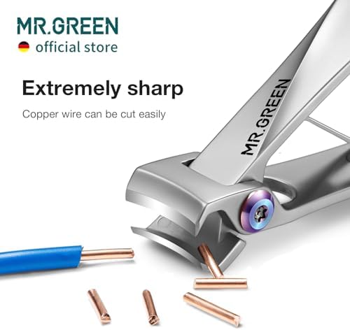 MR.GREEN Nail Clippers Wide Jaw Opening Stainless Steel Fingernail Clipper Thick Hard Toenail Cutter Manicure Scissors Tools (Nail Clipper (Large))