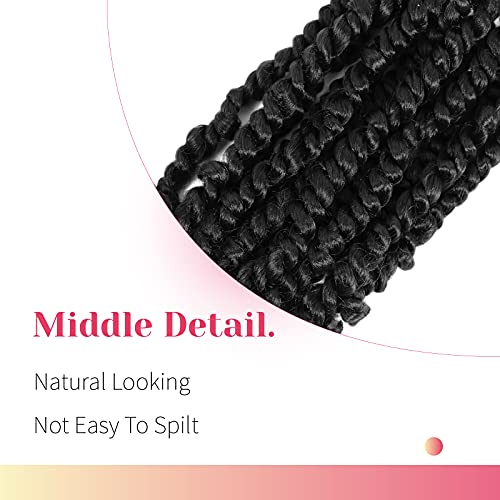 BOHOBABE Passion Twist Crochet Hair 10 Inch Short Pre looped Passion Twist Hair Pre twisted Crochet Braiding Hair 8 Packs Natural Black Women Braids (1B)