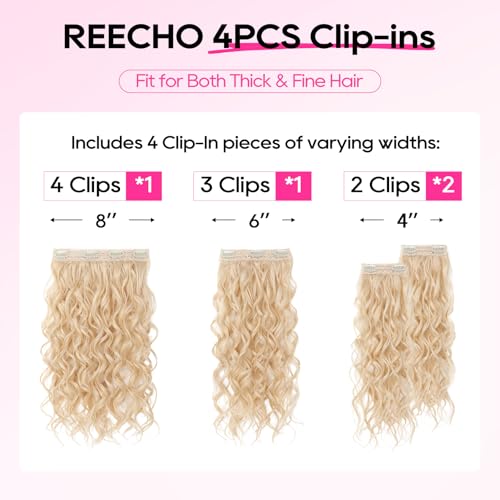 REECHO Curly Hair Extensions, 4PCS 16 inch Clip in Hair Extensions Lace Weft Short Curly Hair Extensions Clip Ins Invisible Natural Hairpieces for Women, Chocolate Brown