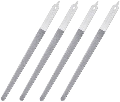 4 Pcs Diamond Deb Nail File Metal Nail File with Sharp Pointed Tip, Stainless Steel Nail Filer Metal Nail Files for Natural Nails Double Sided Manicure Pedicure Toenails Tools for Salon Home (Large)