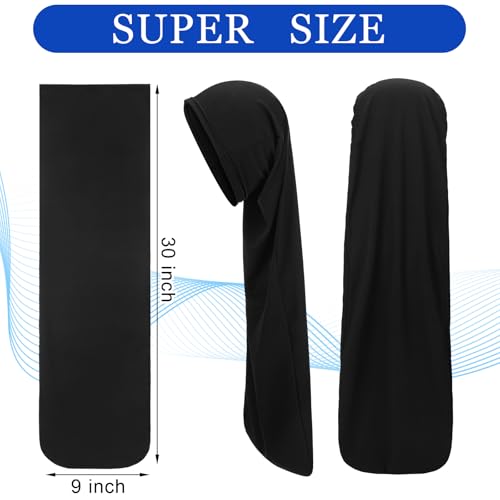 2 Pcs Jumbo Black Dreadlock Cap Hair Dreads Head Wrap Loc Wraps for Dreads Hair Accessories for Men Women Sleeping(30 Inch)