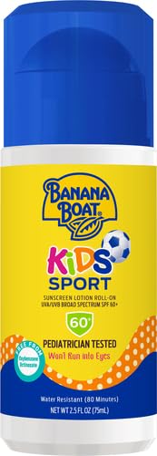 Banana Boat Sport Kids Sunscreen Roll On Lotion SPF 60, 2.5oz | Travel Size Sunscreen for Kids Roll On, Childrens Sunblock SPF 60, 2.5oz