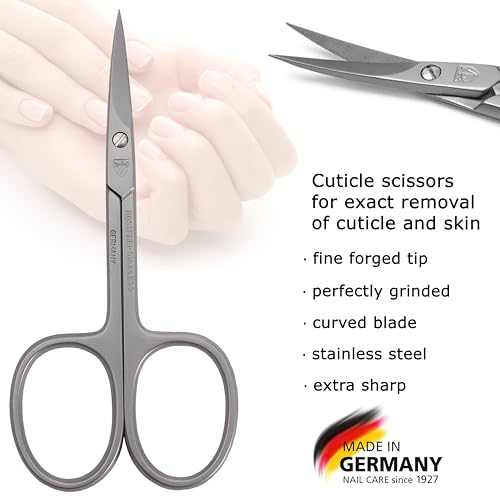 3 Swords Germany - brand quality STAINLESS STEEL INOX CURVED CUTICLE SCISSORS (1 PIECE) with case for manicure pedicure - nail care by 3 Swords - Made in Germany