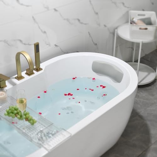 Bath Pillow, Bathtub Pillow with Self Suction, Waterproof Bath Pillows for Tub Head and Neck Support, Relaxing Bath Tub Pillow for Soaking, Spa Accessories Grey